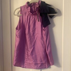 J. Crew Pink Sleeveless Blouse with Black Bow